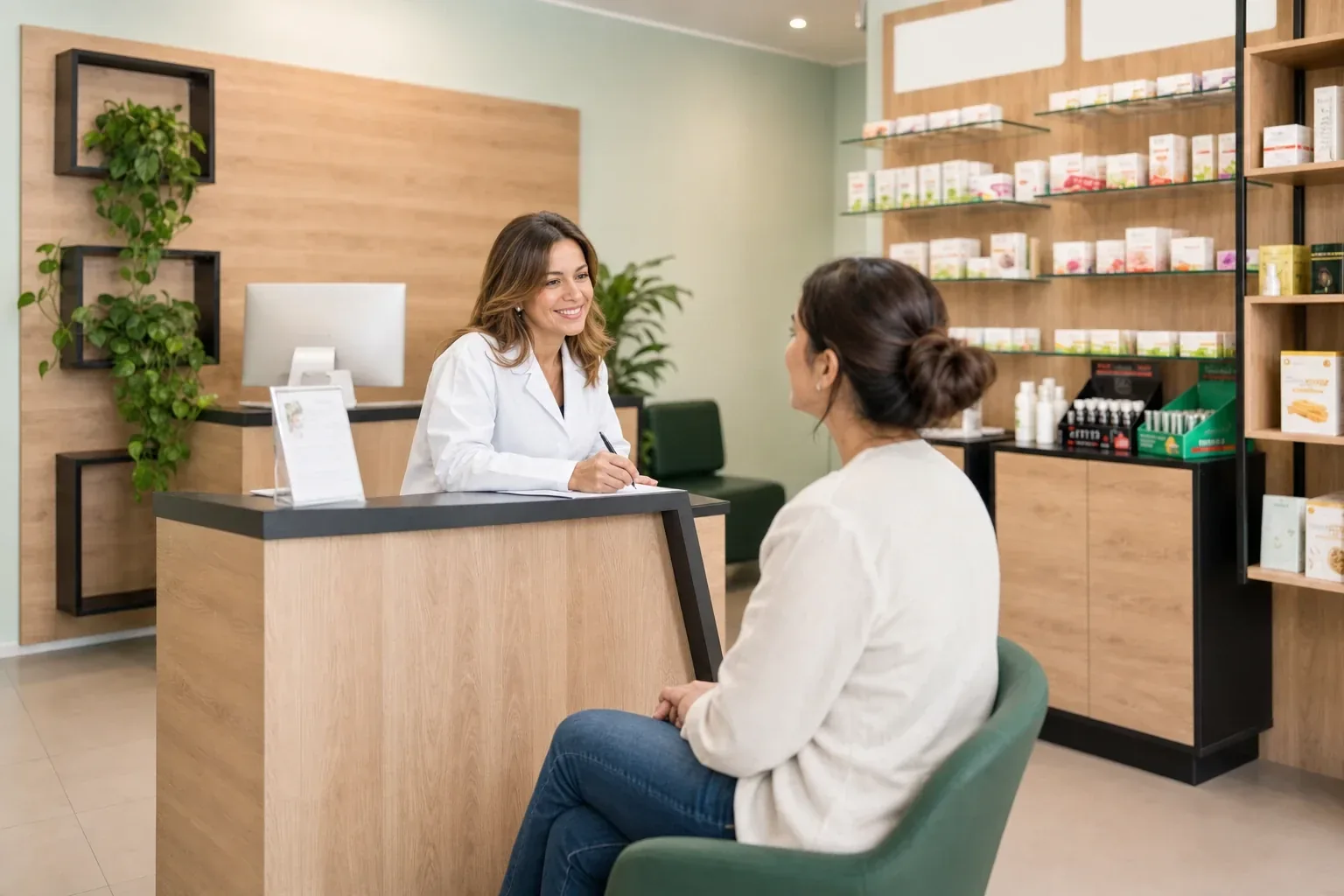 Consulente Diètnatural durante una consulenza in un centro di nutrizione e dimagrimento