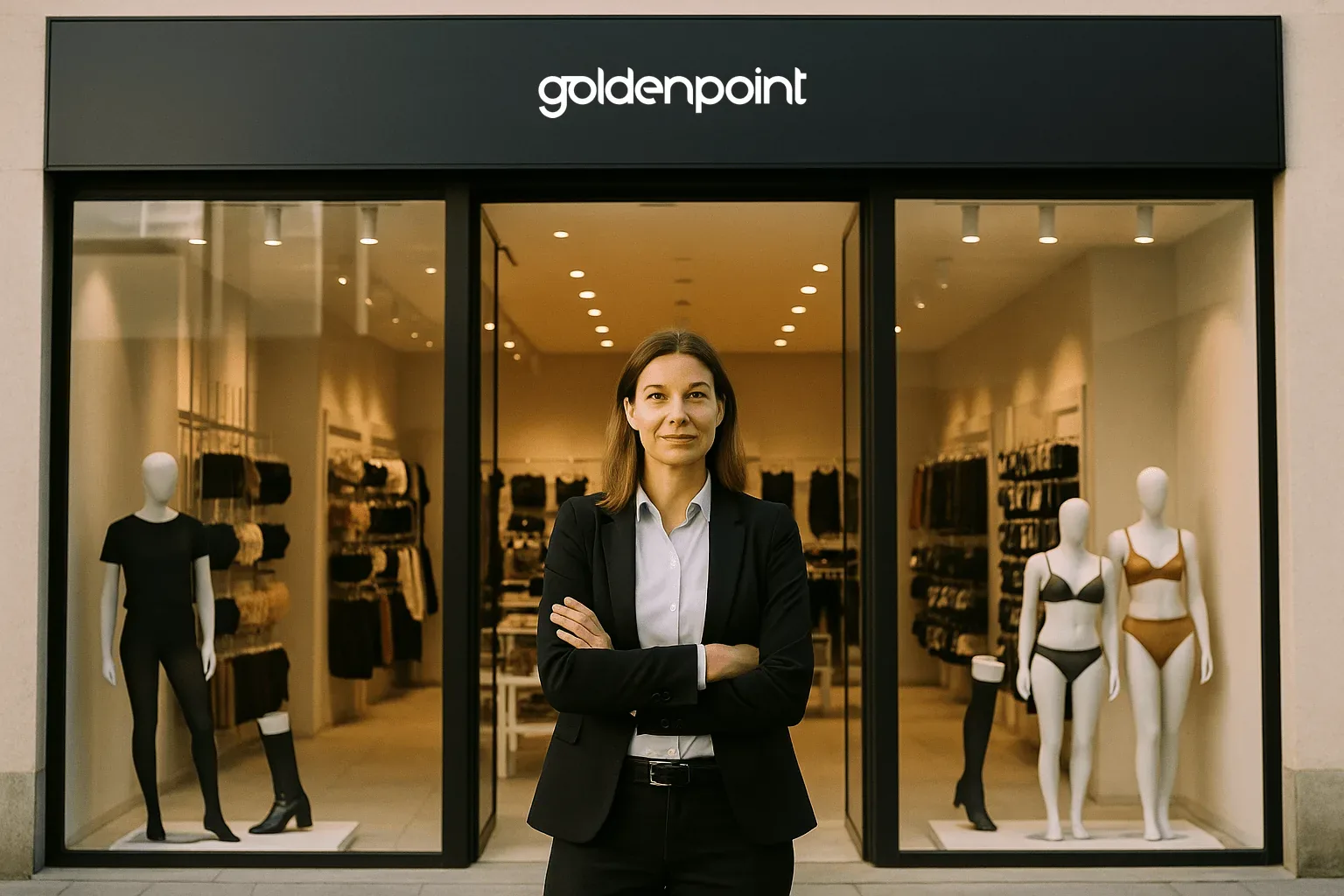 Negozio Goldenpoint con collant, lingerie e beachwear italiani