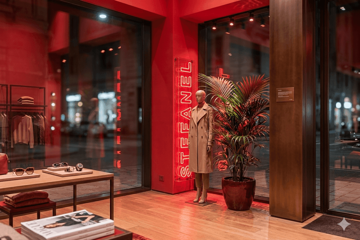 Interno boutique Stefanel — arredamento e collezione